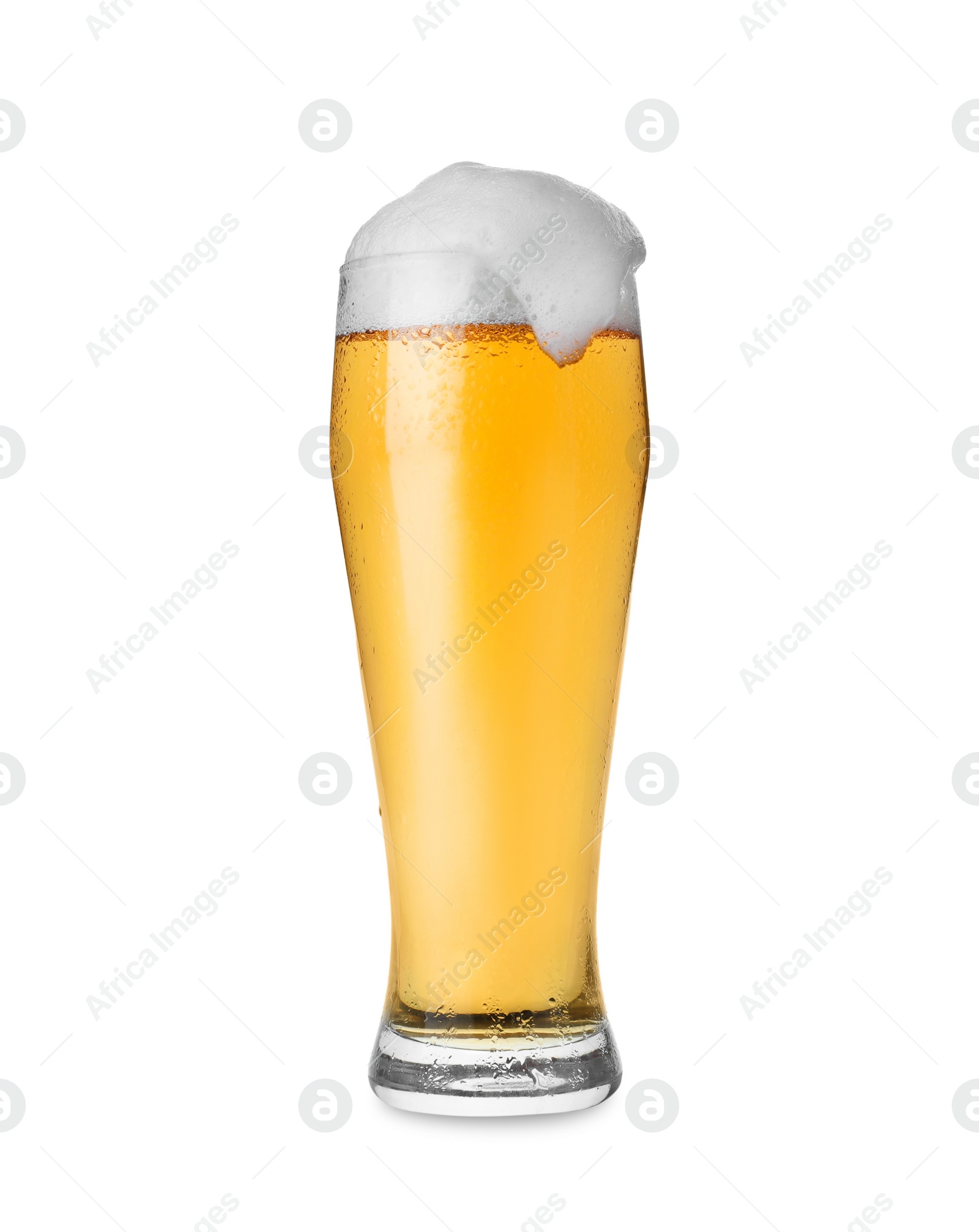 Photo of Glass with tasty beer isolated on white