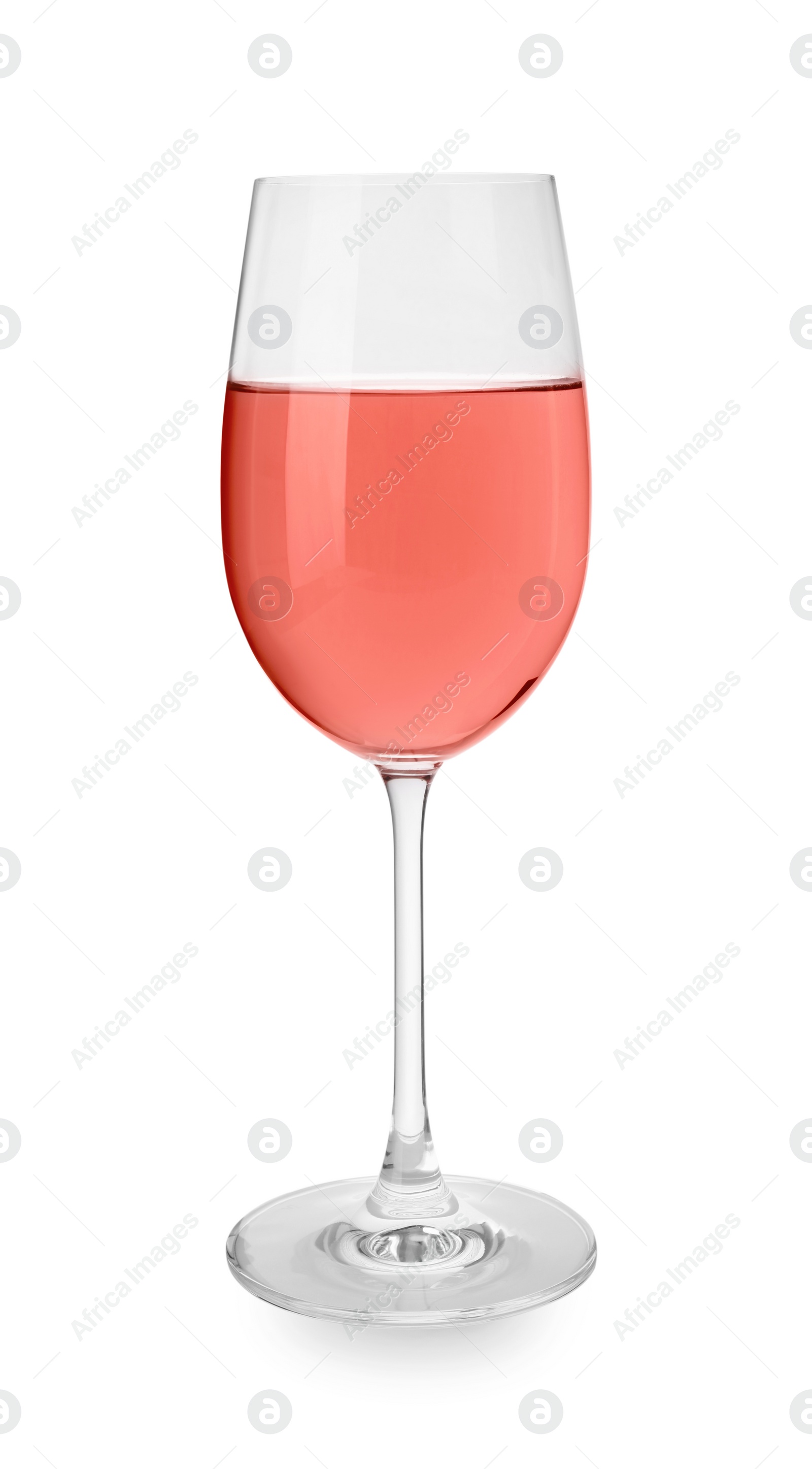 Photo of Glass of delicious rose wine isolated on white