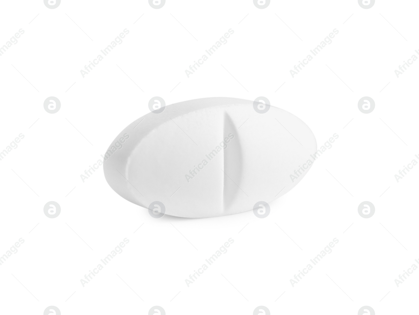 Photo of One pill on white background. Medicinal treatment