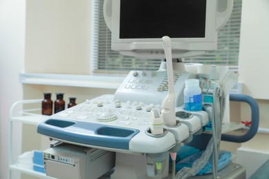 Photo of Ultrasound machine in hospital, closeup. Medical equipment