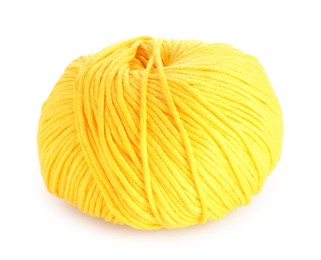 Soft yellow woolen yarn isolated on white