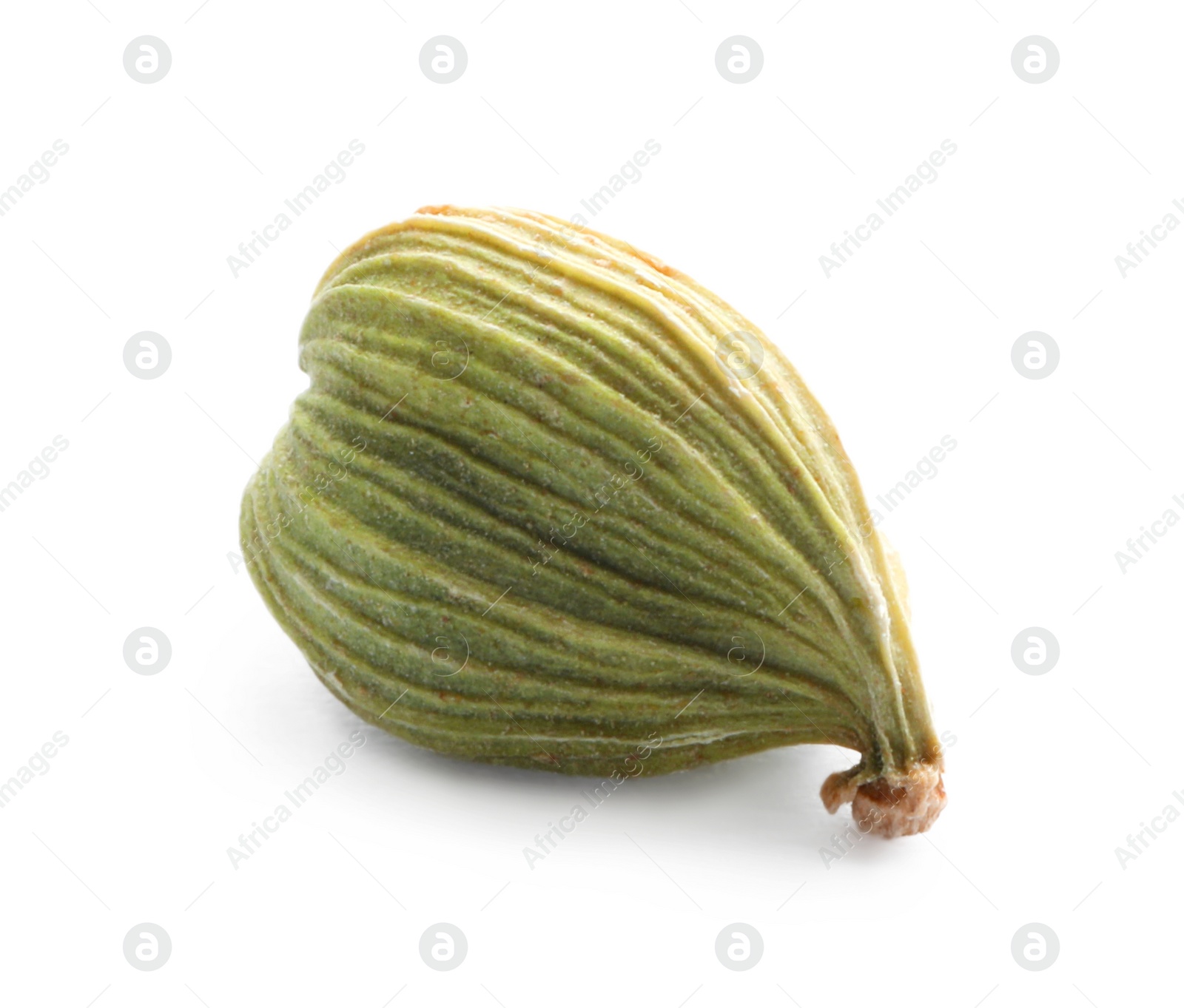 Photo of Dry green cardamom pod isolated on white, closeup