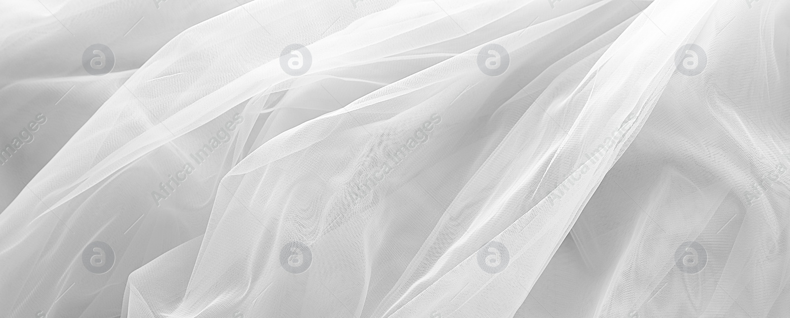 Image of Beautiful white tulle fabric as background, banner design