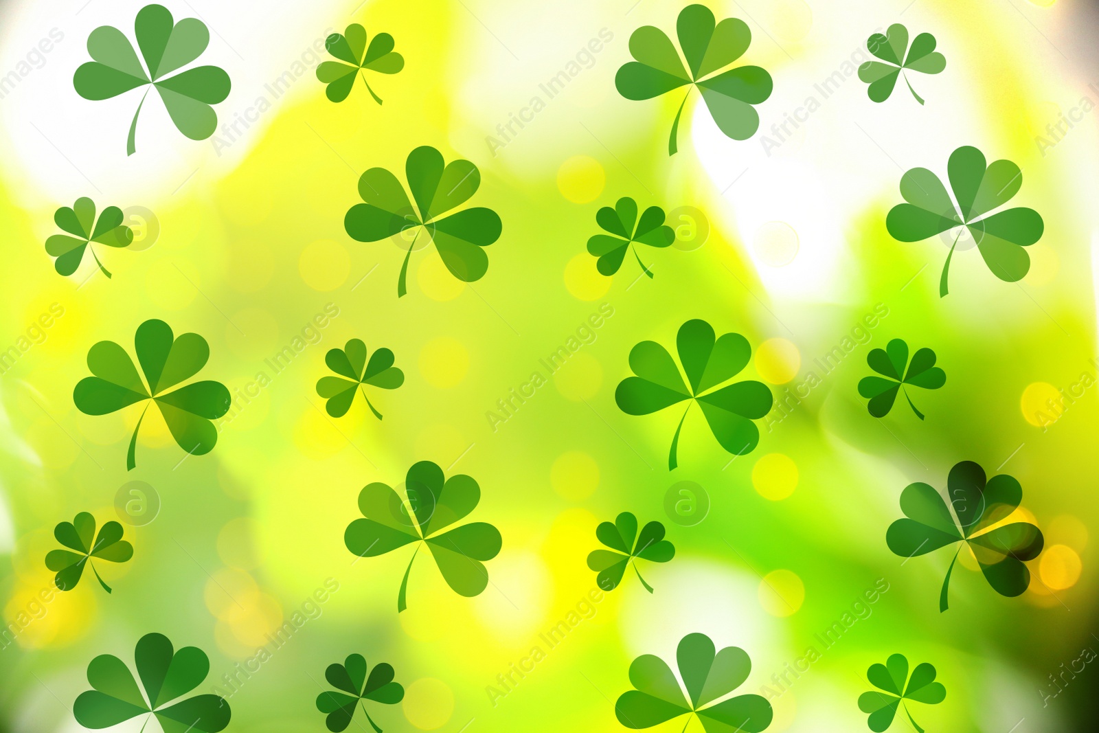Image of Beautiful design with clover leaves, bokeh effect. St Patrick's day