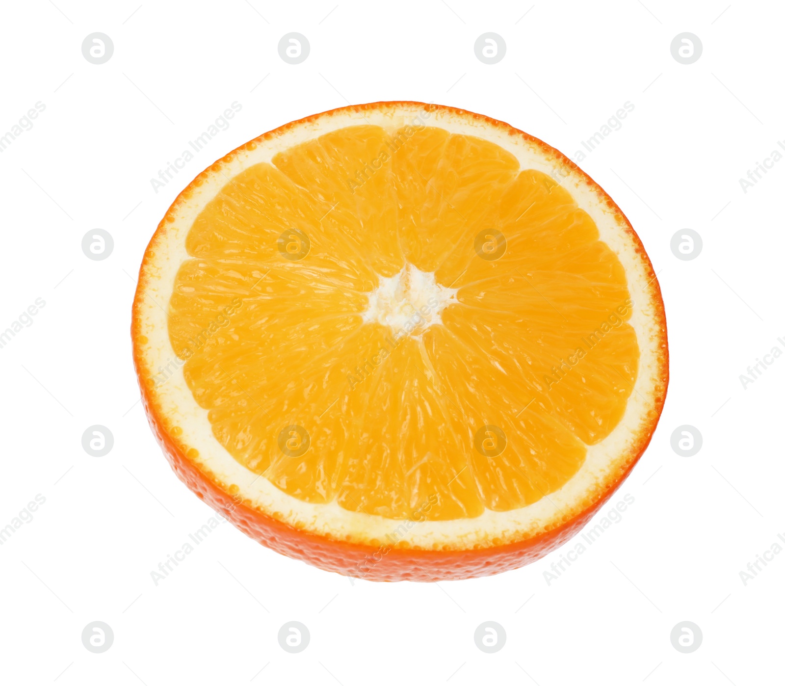 Photo of Fresh juicy orange slice isolated on white