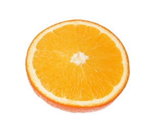 Photo of Fresh juicy orange slice isolated on white