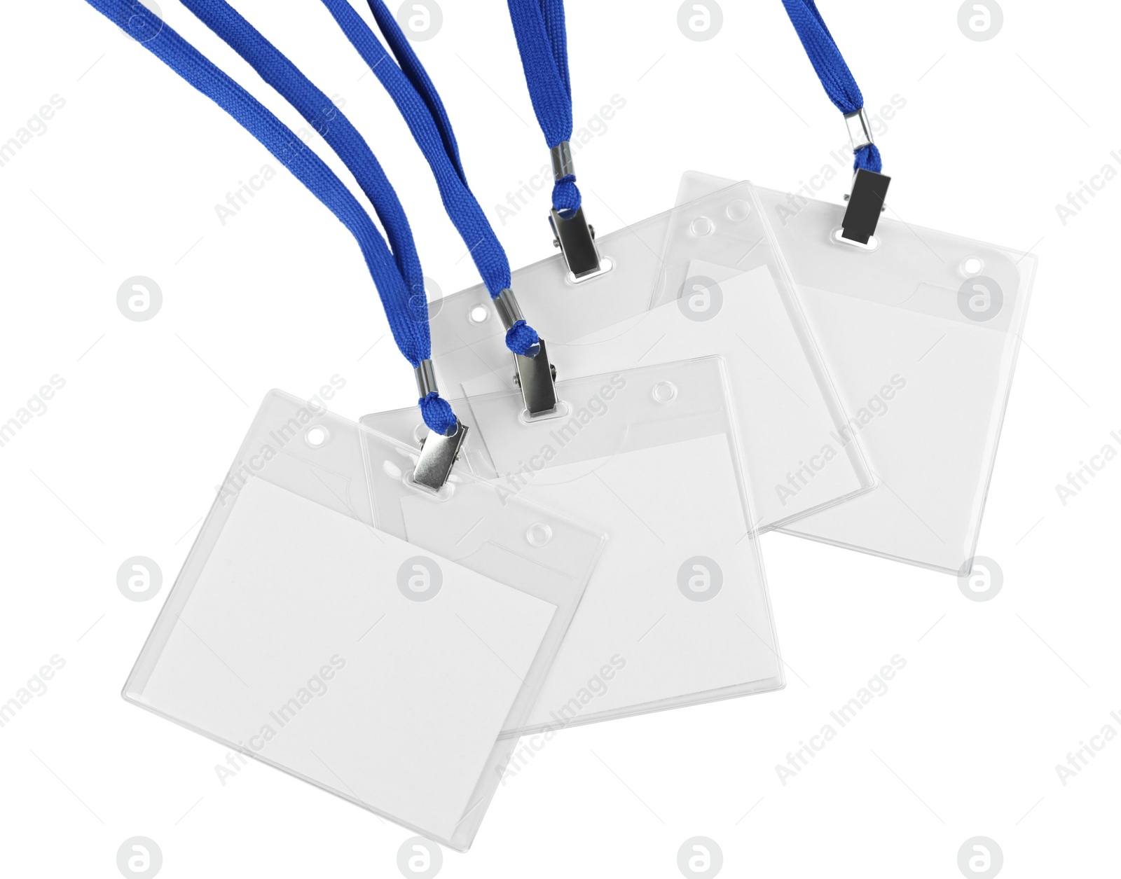 Photo of Blank badges on white background. Mockup for design