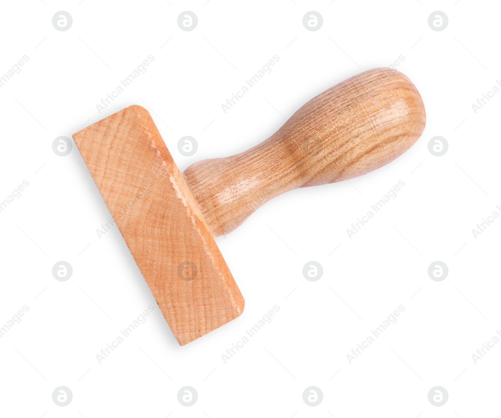 Photo of One wooden stamp tool isolated on white, top view