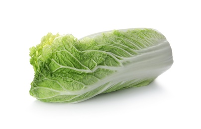 Photo of Fresh ripe cabbage on white background