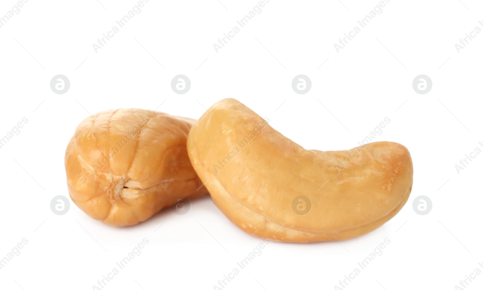 Photo of Tasty organic cashew nuts isolated on white