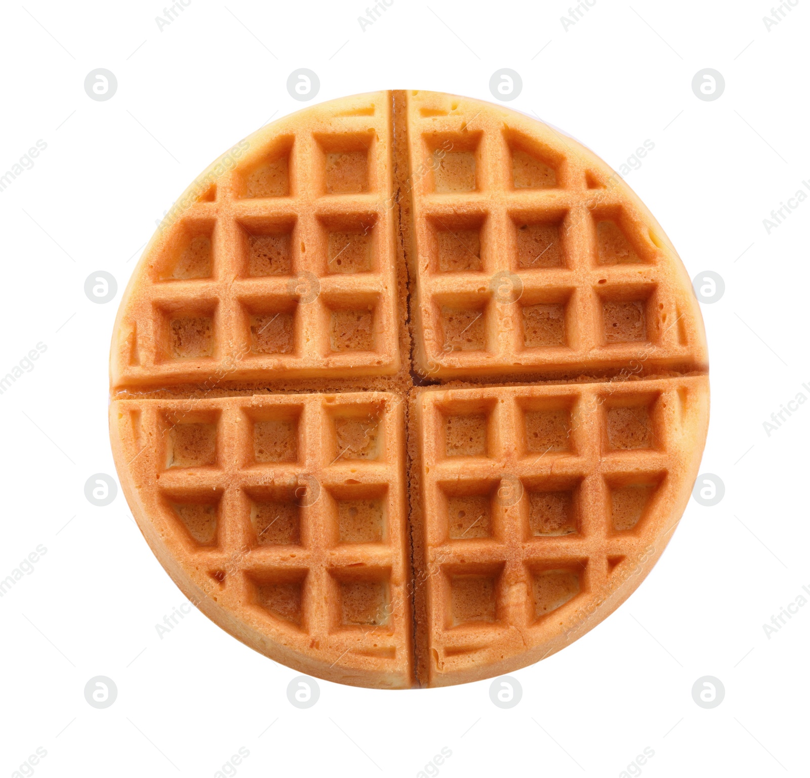 Photo of One tasty Belgian waffle isolated on white