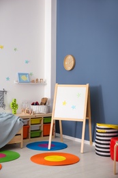 Modern child room interior with comfortable bed