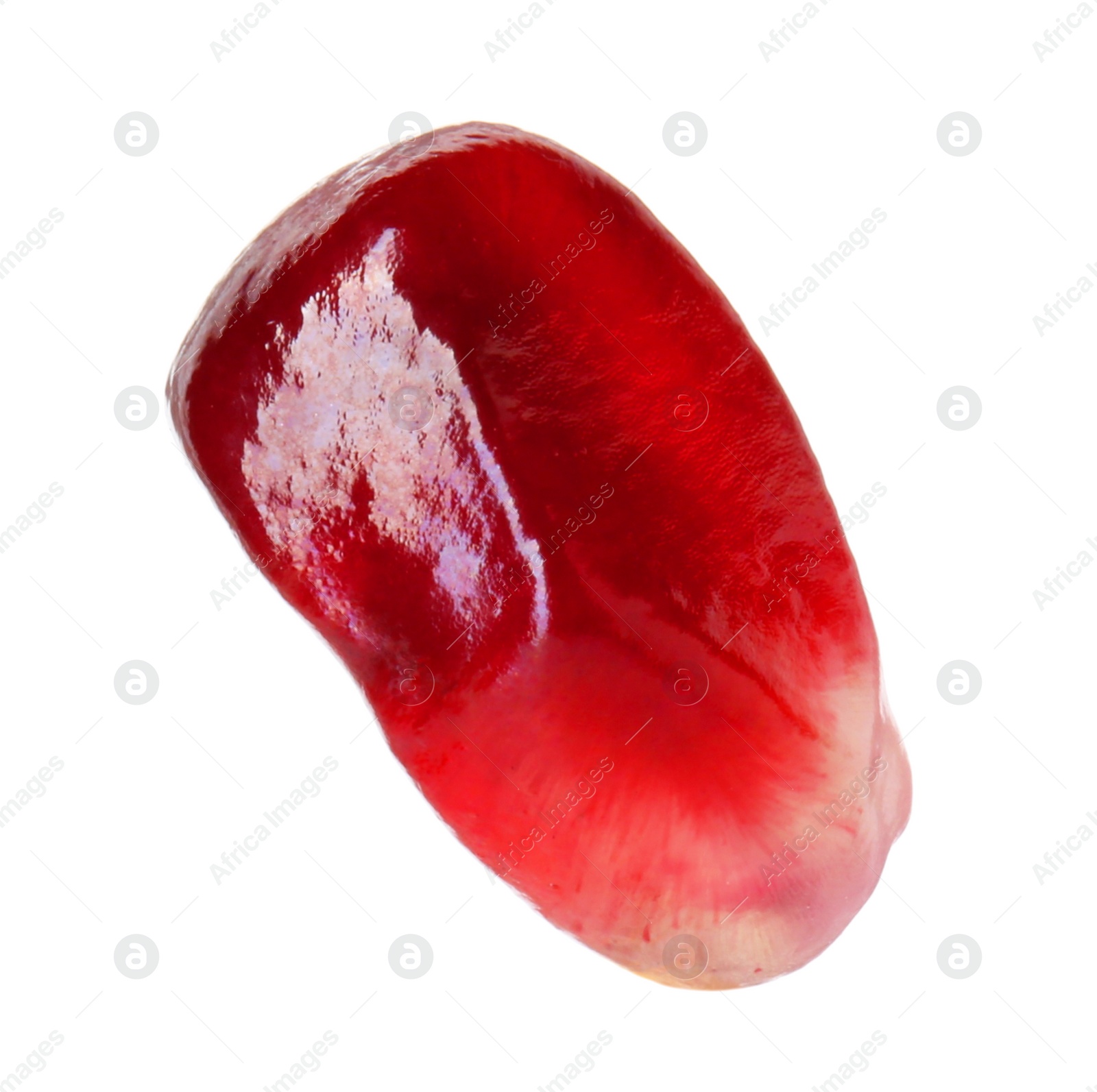 Photo of One ripe pomegranate grain isolated on white