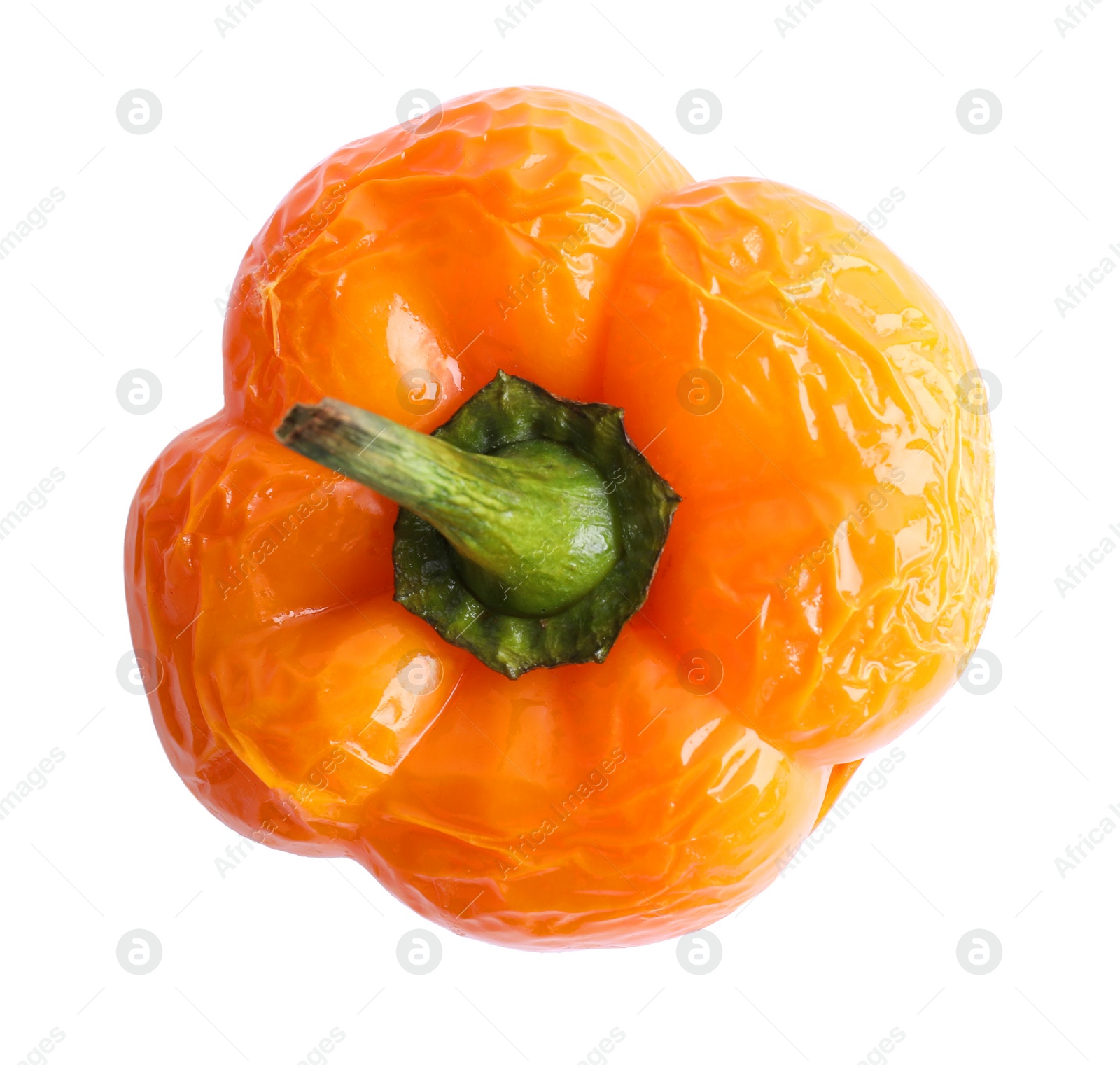 Photo of Tasty stuffed bell pepper isolated on white, top view