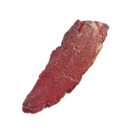 Piece of delicious beef jerky isolated on white