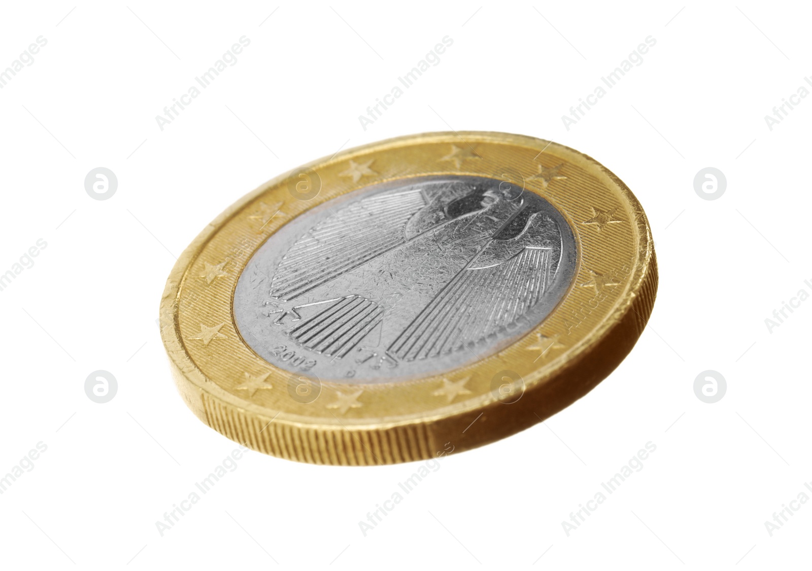 Photo of Beautiful euro coin with eagle on white background