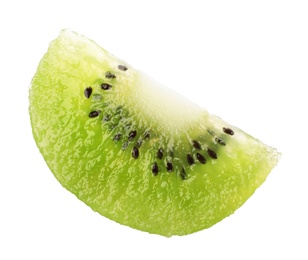 Photo of Cut fresh juicy kiwi on white background