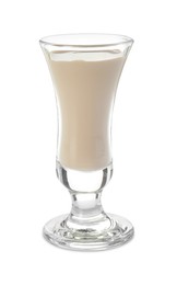 Glass of coffee cream liqueur isolated on white