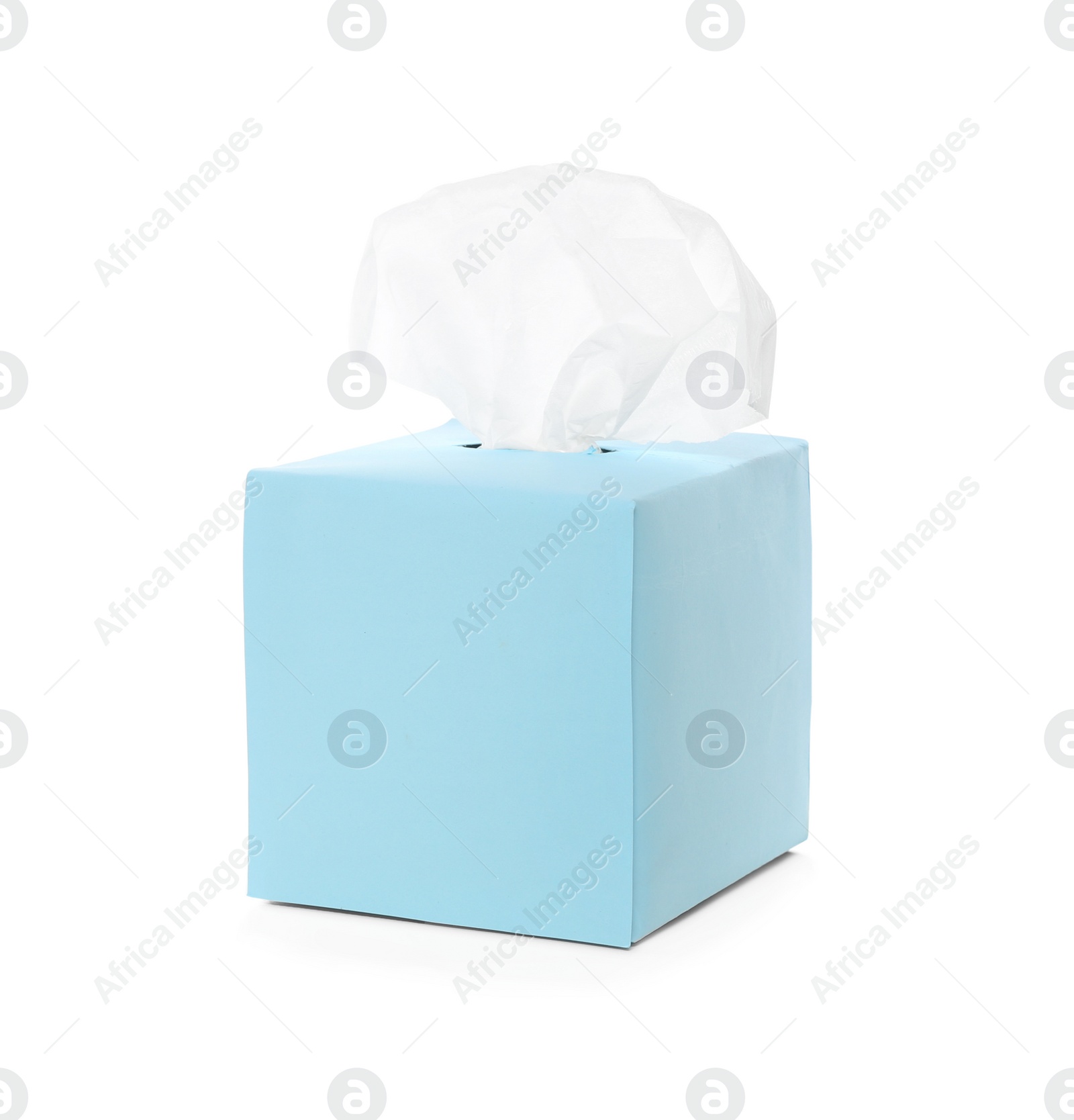 Photo of Box with paper tissues isolated on white