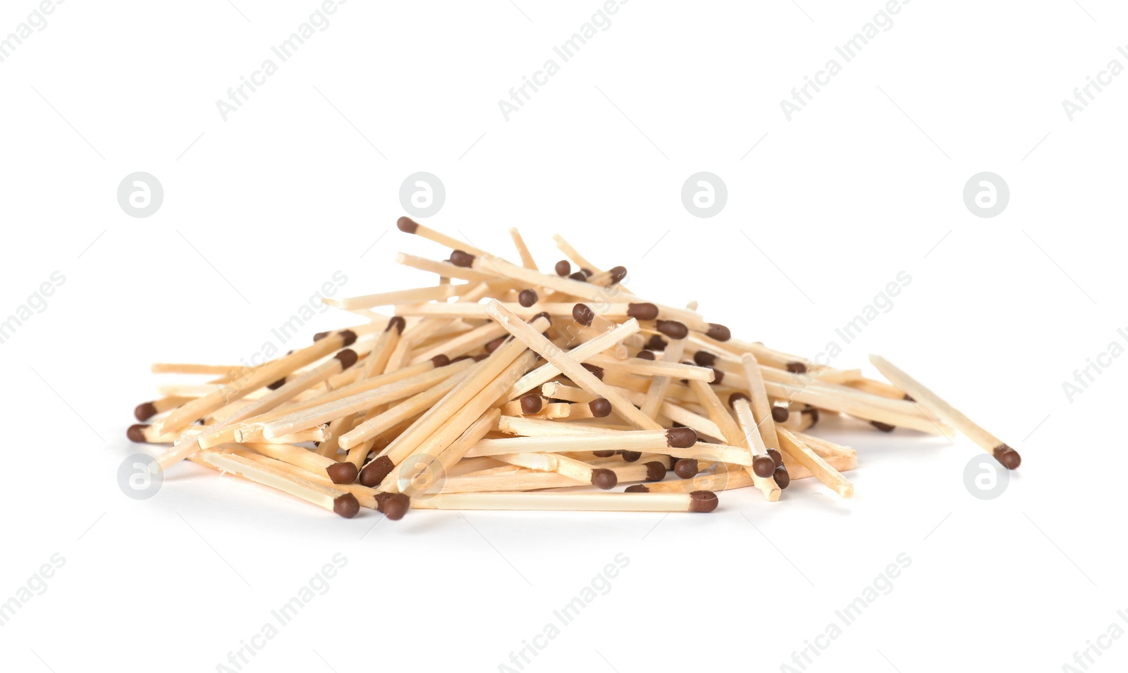 Photo of Pile of wooden matches on white background