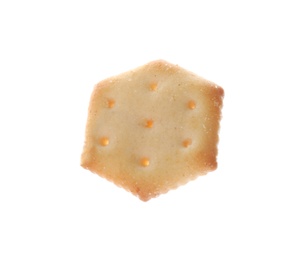 Photo of Crispy cracker isolated on white. Delicious snack