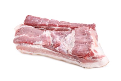 Pieces of raw pork belly isolated on white