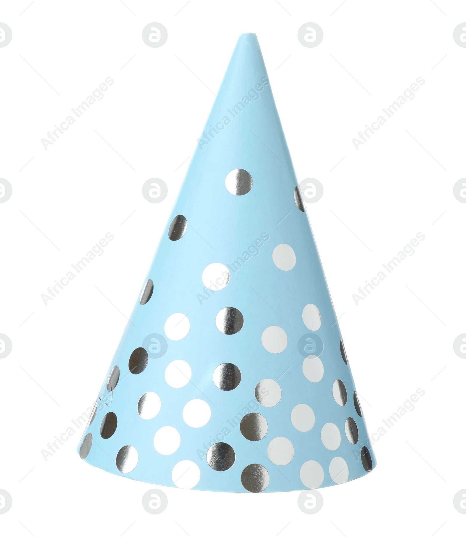 Photo of One blue party hat isolated on white