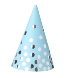 Photo of One blue party hat isolated on white