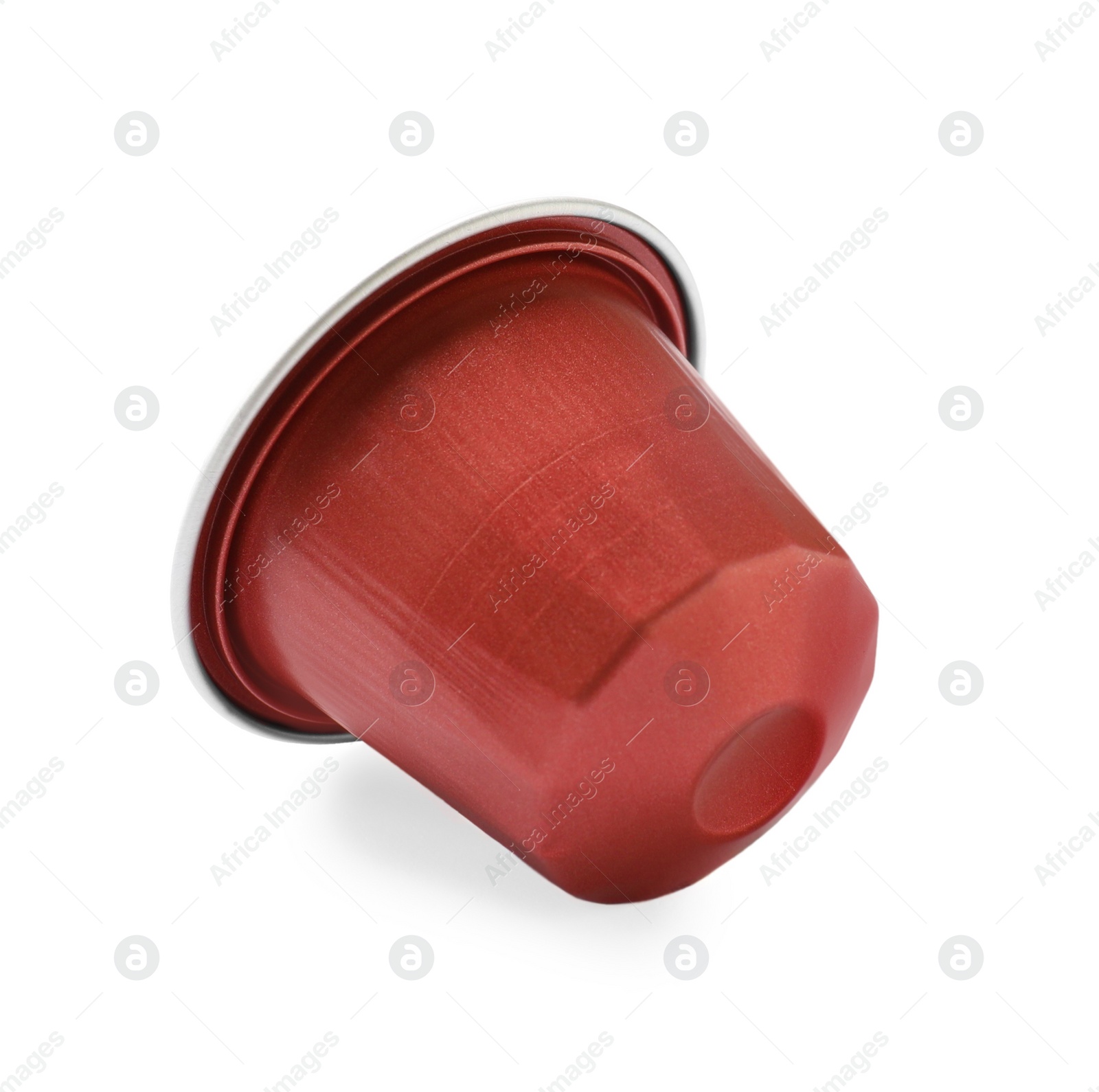 Photo of One plastic coffee capsule isolated on white