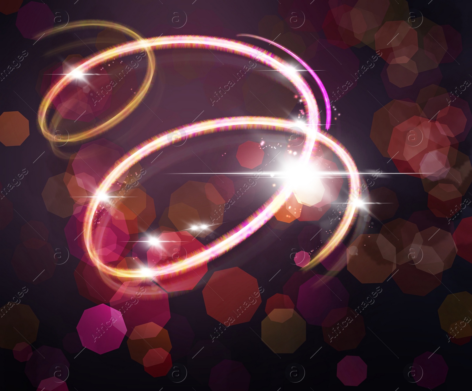 Image of Magic light trace and enchanted lights on dark background