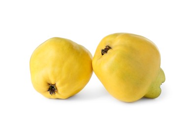 Photo of Delicious fresh ripe quinces isolated on white