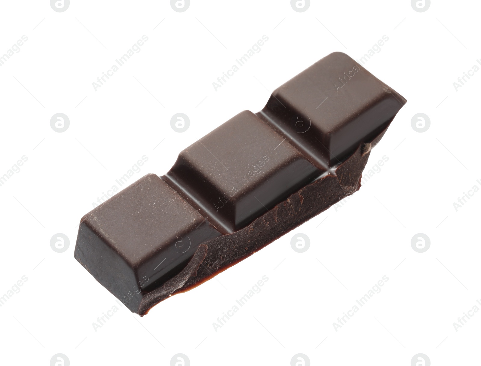 Photo of Piece of delicious dark chocolate isolated on white