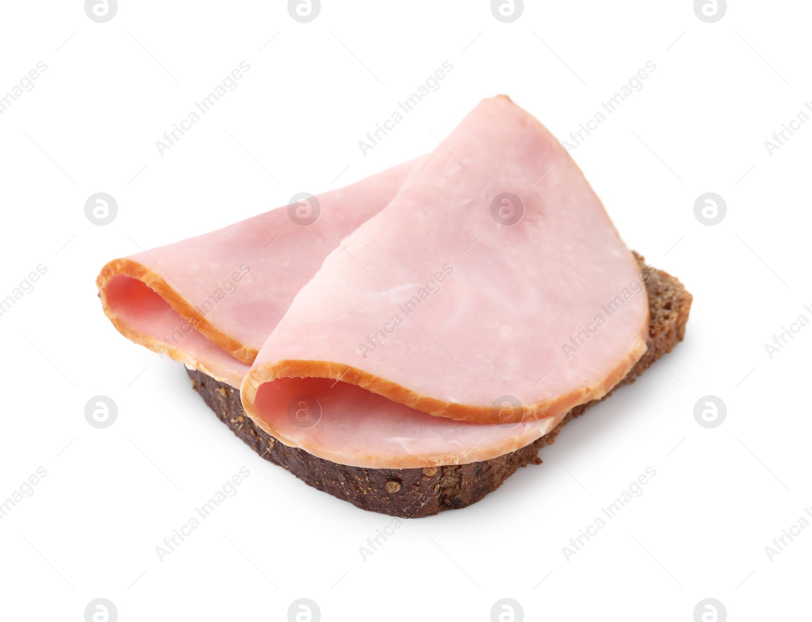 Photo of Delicious sandwich with ham isolated on white