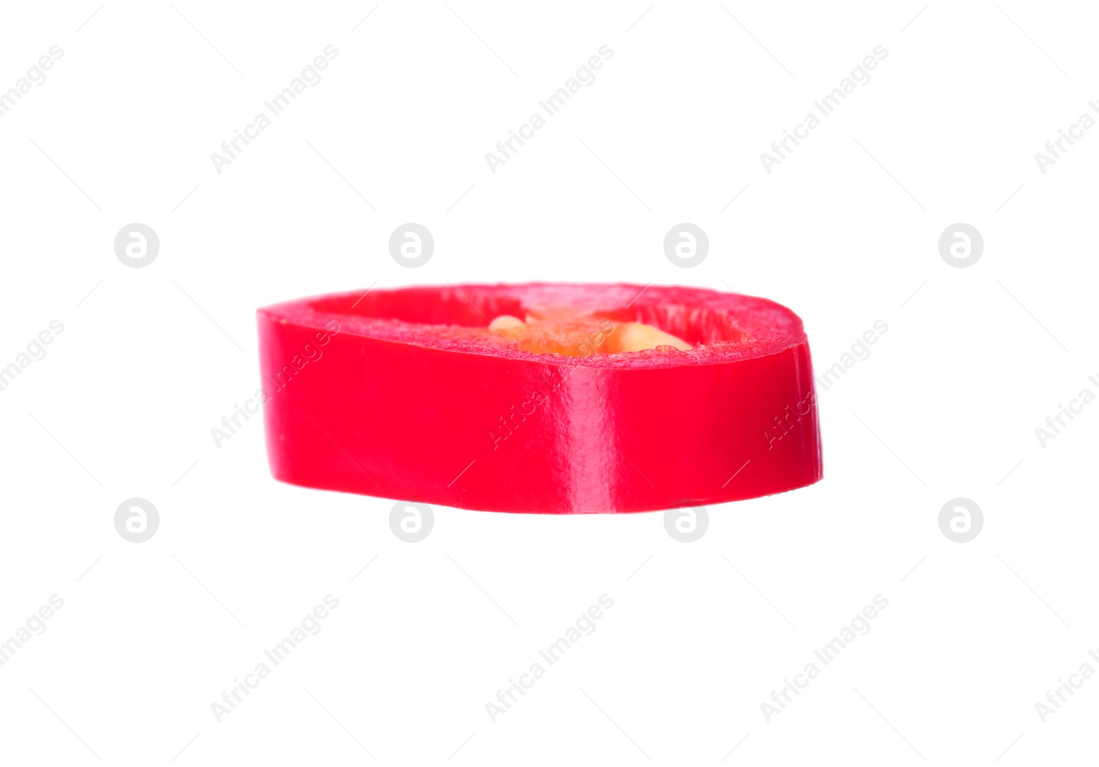 Photo of Cut red chili pepper on white background