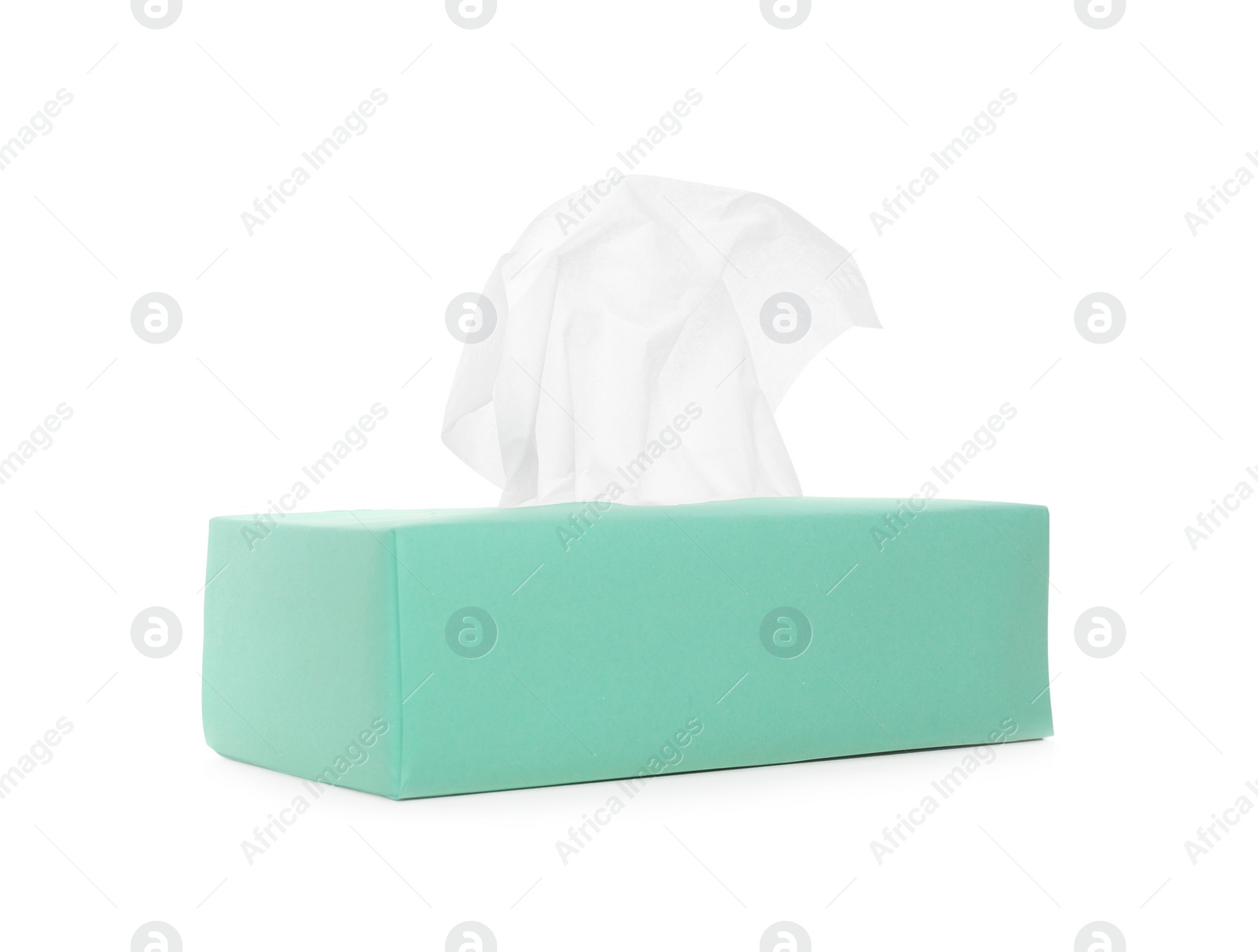 Photo of Box with paper tissues isolated on white