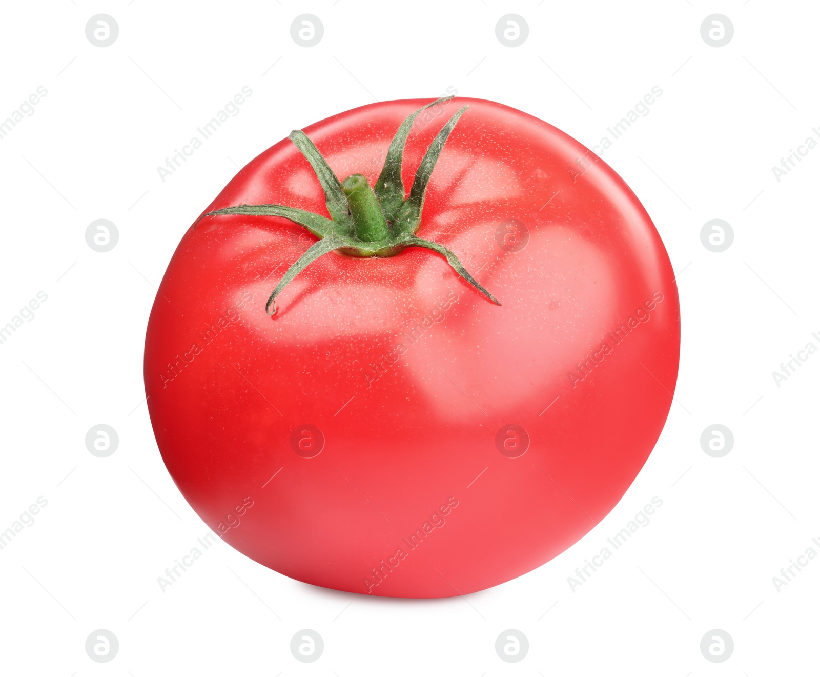 Photo of One red ripe tomato isolated on white