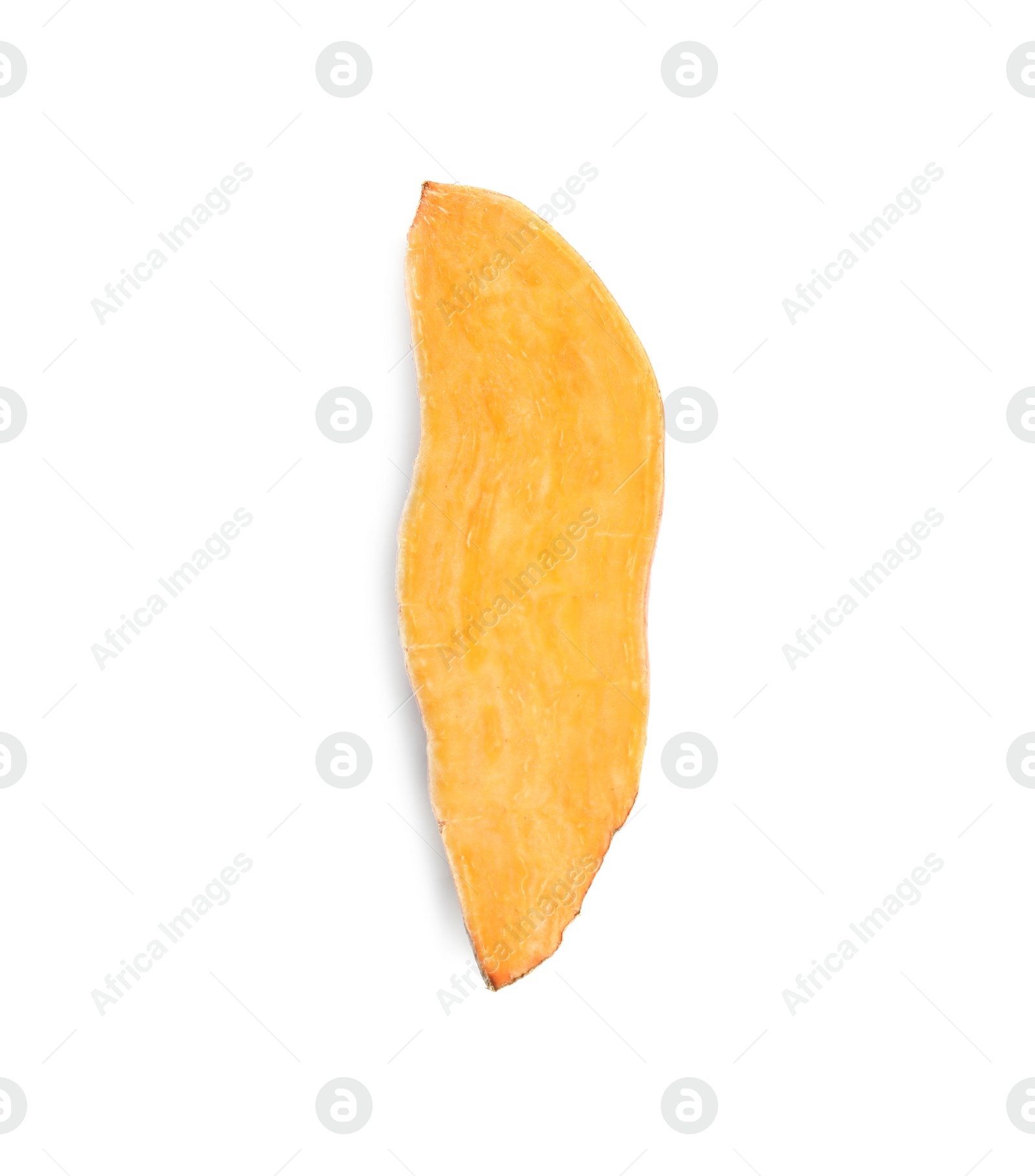 Photo of Slice of ripe sweet potato on white background, top view