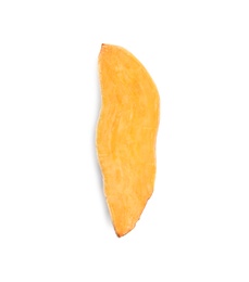 Photo of Slice of ripe sweet potato on white background, top view