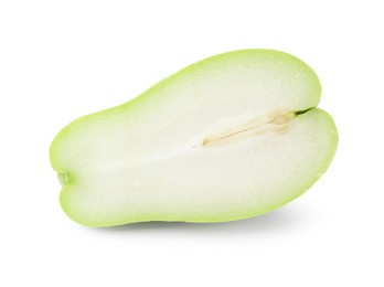 Photo of Half of fresh green chayote isolated on white