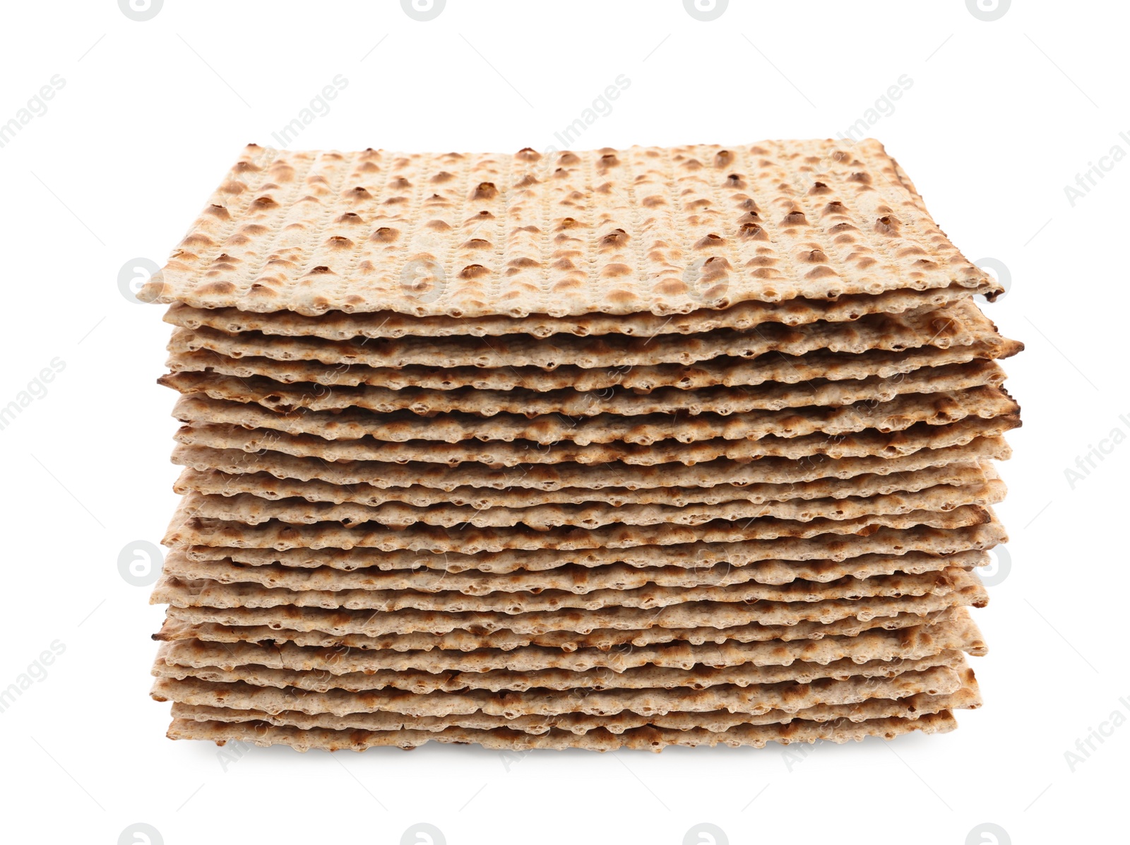 Photo of Passover matzos isolated on white. Pesach celebration