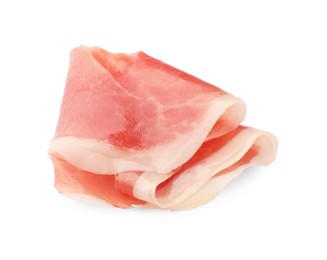 Slice of tasty jamon isolated on white