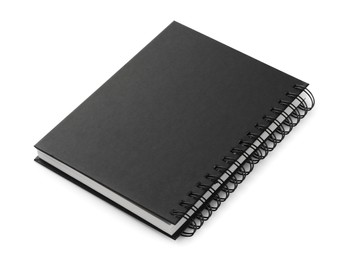 Closed black office notebook isolated on white