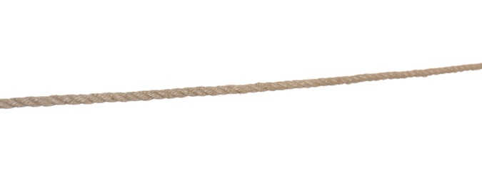 Photo of Old rope on white background. Simple design