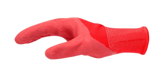 Image of One red gardening glove isolated on white