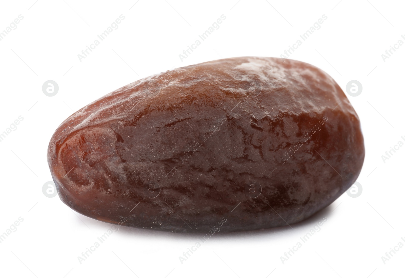 Photo of Sweet date on white background, closeup. Dried fruit as healthy snack