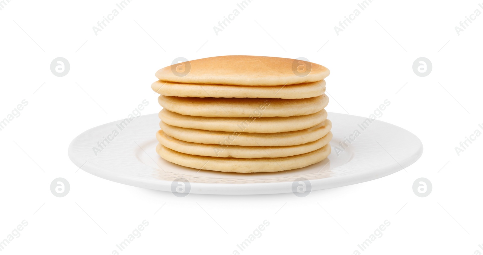 Photo of Delicious pancakes isolated on white. Tasty breakfast