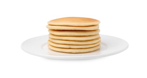 Photo of Delicious pancakes isolated on white. Tasty breakfast