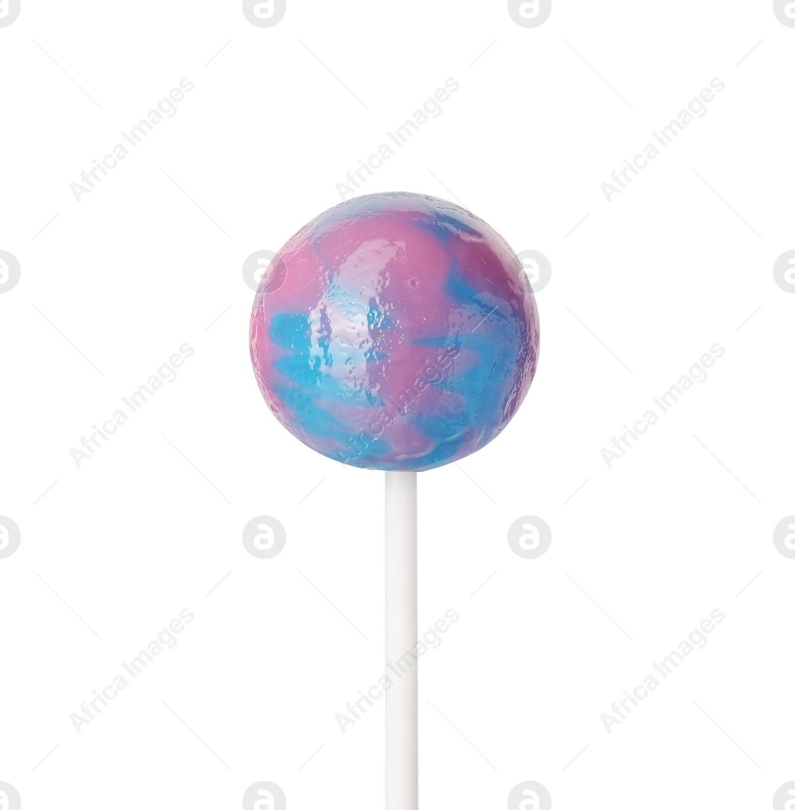 Photo of Tasty colorful lollipop isolated on white. Confectionery product