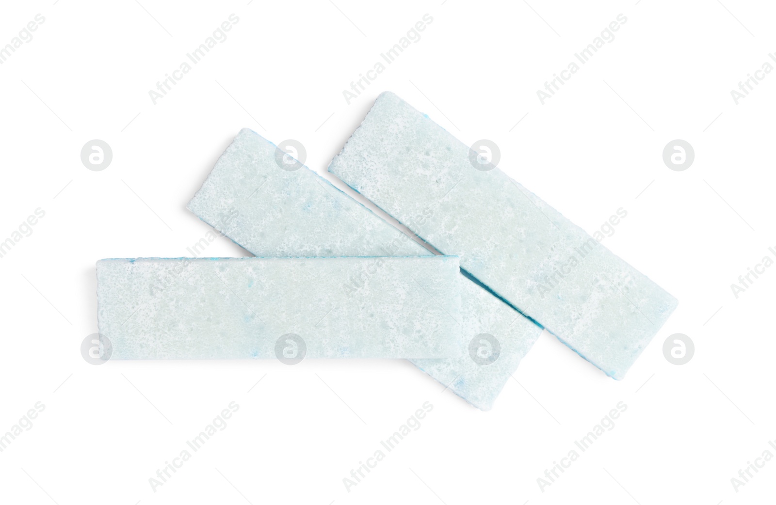 Photo of Sticks of tasty bubble gums isolated on white, top view