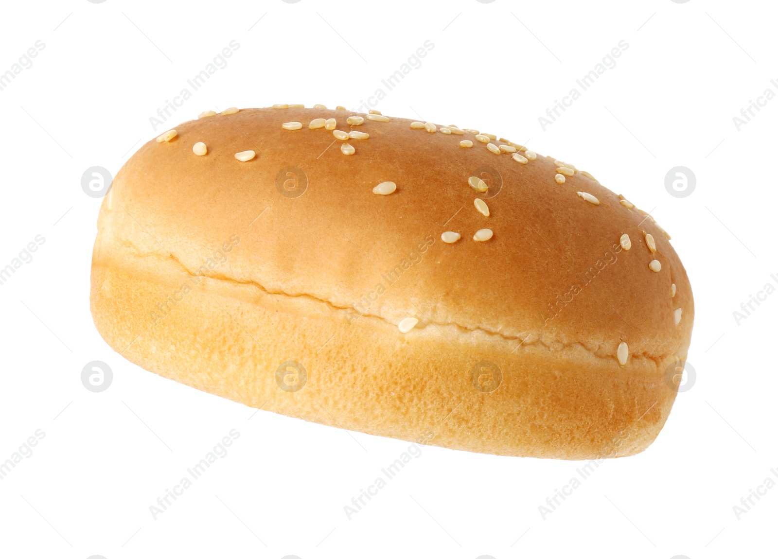 Photo of One fresh burger bun isolated on white